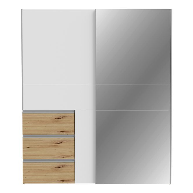 Winn II Sliding Mirrored Door Wardrobe with Drawers 170cm