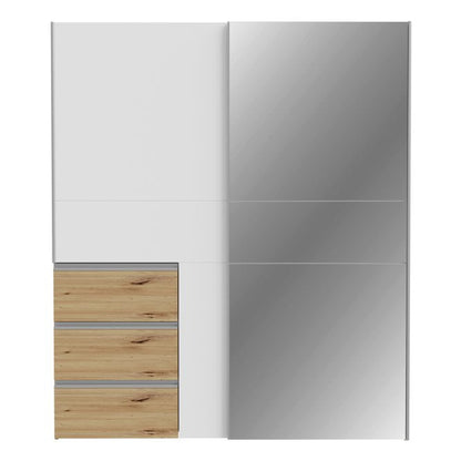 Winn II Sliding Mirrored Door Wardrobe with Drawers 170cm