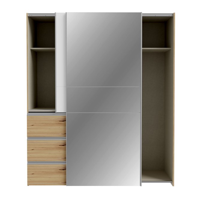 Winn II Sliding Mirrored Door Wardrobe with Drawers 170cm