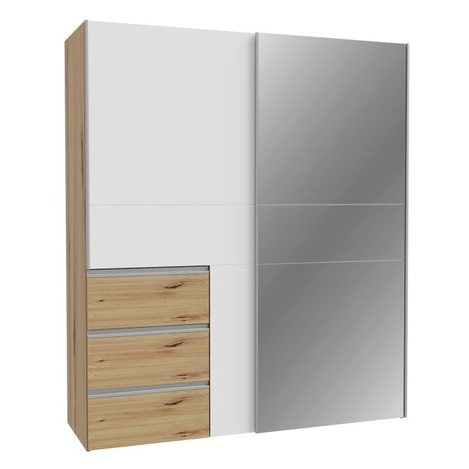 Winn II Sliding Mirrored Door Wardrobe with Drawers 170cm