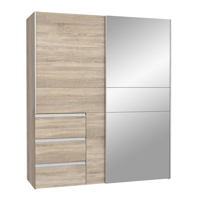 Winn II Sliding Mirrored Door Wardrobe with Drawers 170cm