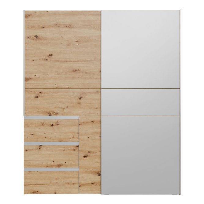 Winn II Sliding Mirrored Door Wardrobe with Drawers 170cm