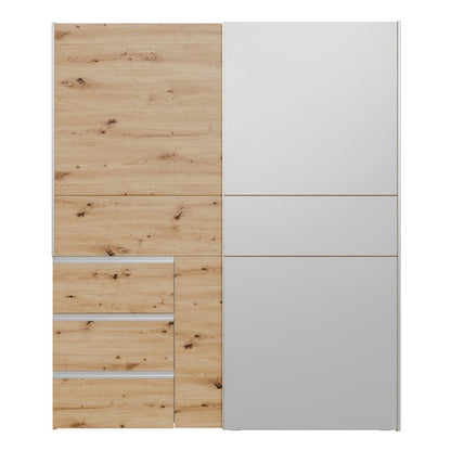 Winn II Sliding Mirrored Door Wardrobe with Drawers 170cm