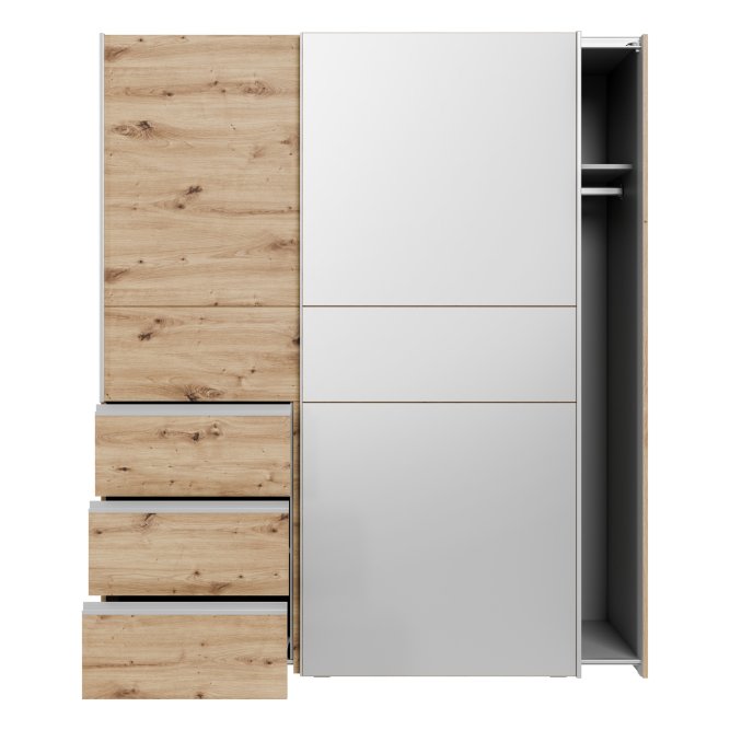 Winn II Sliding Mirrored Door Wardrobe with Drawers 170cm