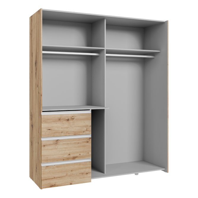 Winn II Sliding Mirrored Door Wardrobe with Drawers 170cm