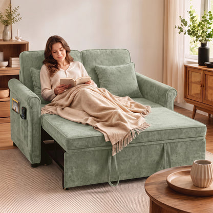 HOMCOM 2 Seater Sofa Bed in Light Green
