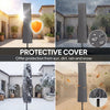 Outsunny 3 x 3 m Garden Cantilever Parasol w/ Light, Cover, UPF50+ Patio Umbrella w/ Wind Protection, 360Â° Rotation, Dark Grey