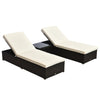 Outsunny 2-Seater Rattan Lounger Set-Deep Coffee/Cream White
