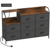 HOMCOM Chest of Eight Drawers, with Charging Station - Brown/Black