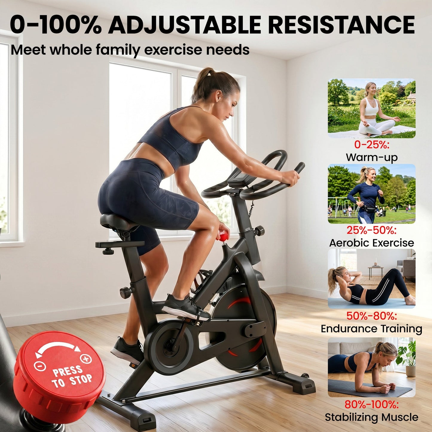 SPORTNOW Exercise Bike, Indoor Stationary Bike with Smart APP, 0-100% Magnetic Resistance, Adjustable Seat & Handlebars