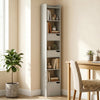 HOMCOM Bookcase Tall Narrow with 5 Tiers and Drawers Freestanding Bookshelf Storage Cabinet for Living Room Grey