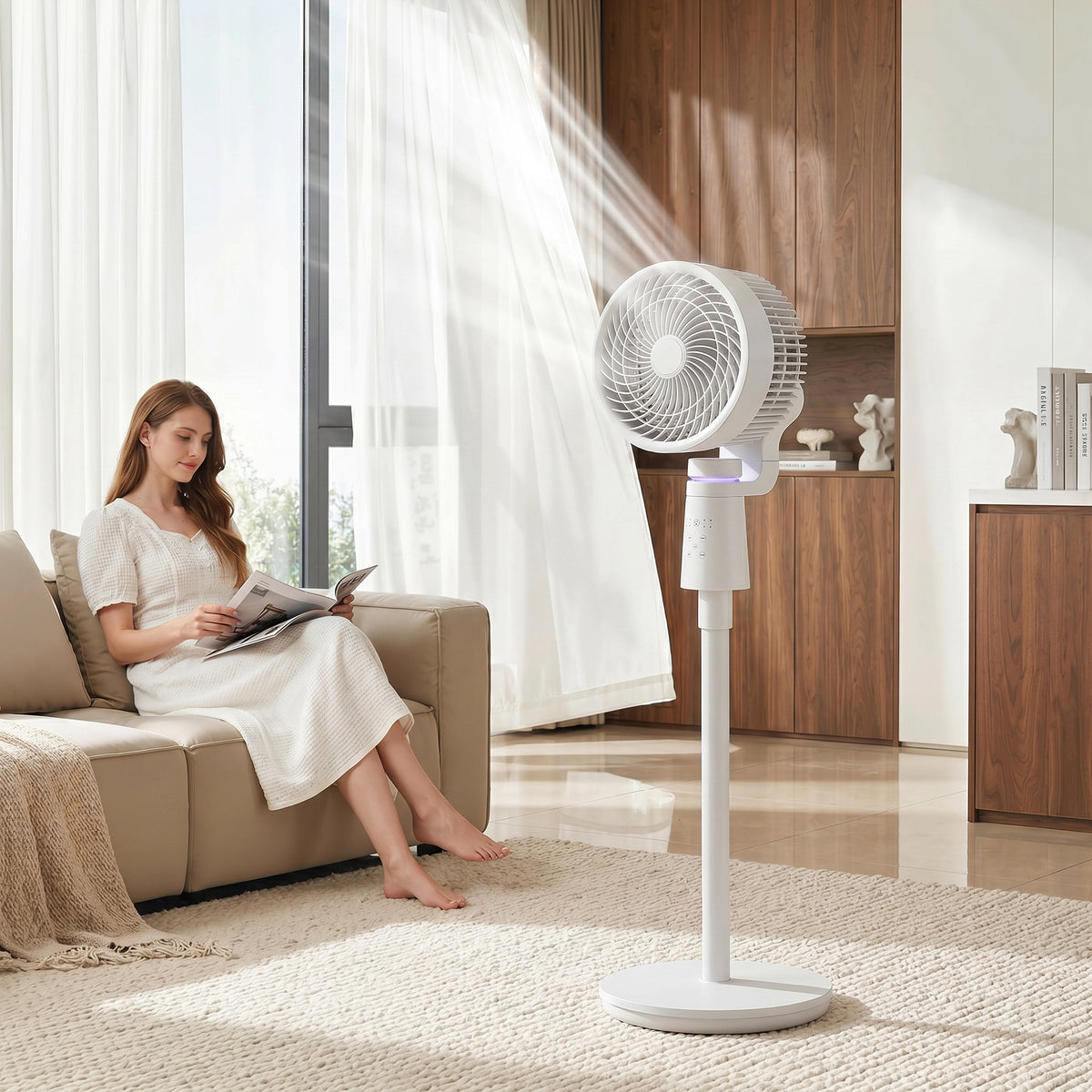 HOMCOM Pedestal Air Circulation Fan with Oscillating in White