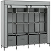 HOMCOM Fabric Wardrobe for Bedroom, Portable Cloth Wardrobe with 10 Compartments, 2 Hanging Rails and 4 Fabric Drawers, 166 x 42.5 x 169.5cm, Dark Grey