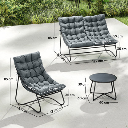 Outsunny Four-Piece Curved Seat Garden Sofa Set in Grey and Black