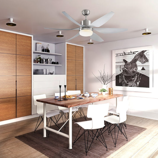HOMCOM Reversible Ceiling Fan with Light in Silver