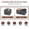 Fabric Drawer Cabinet for Wardrobe, Bedroom, Living Room-Black & Grey