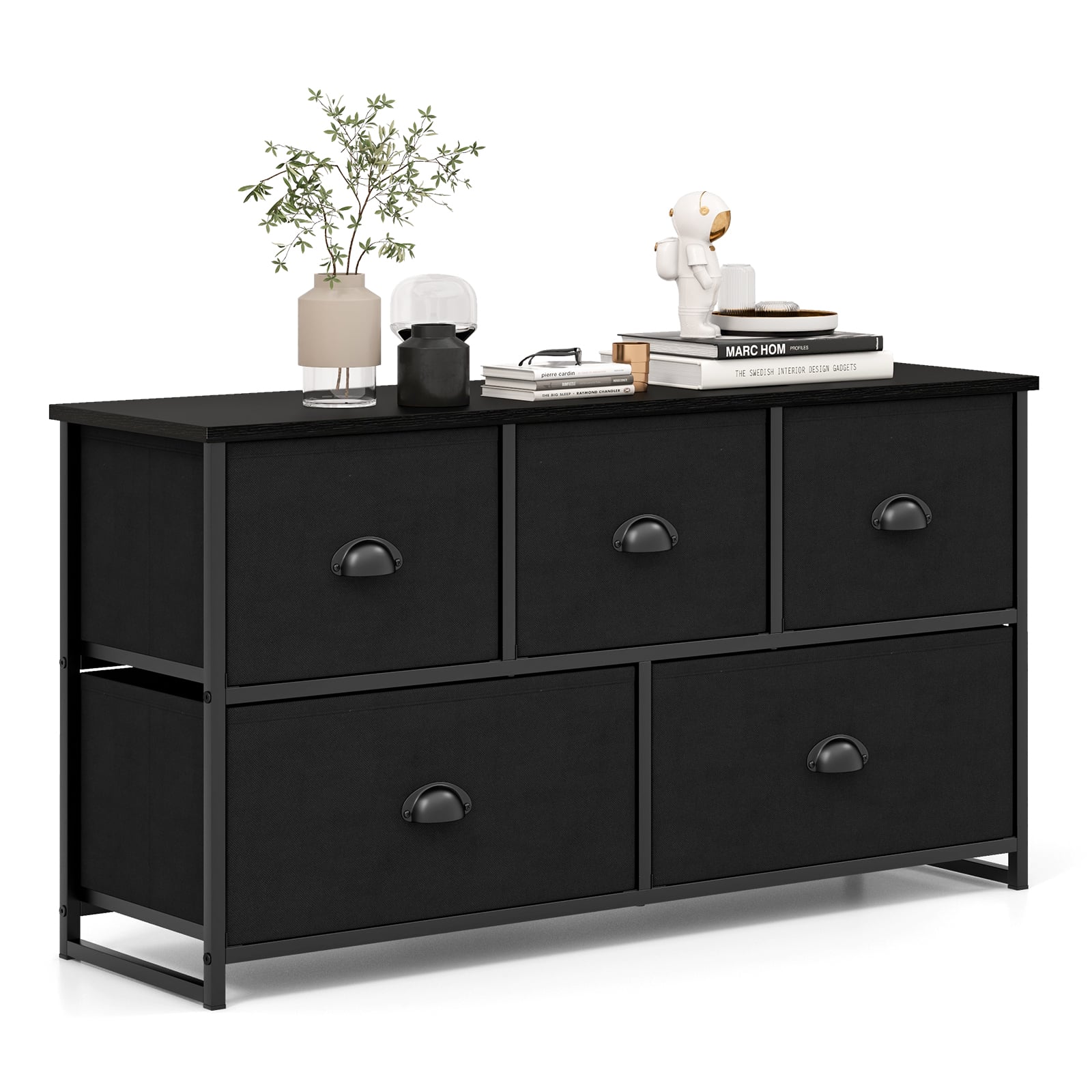 Fabric Drawer Cabinet for Wardrobe, Bedroom, Living Room-Black