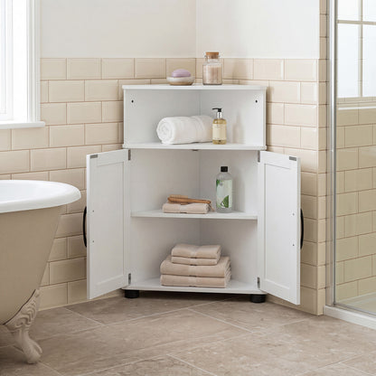 Farmhouse Bathroom Corner Storage Cabinet-White
