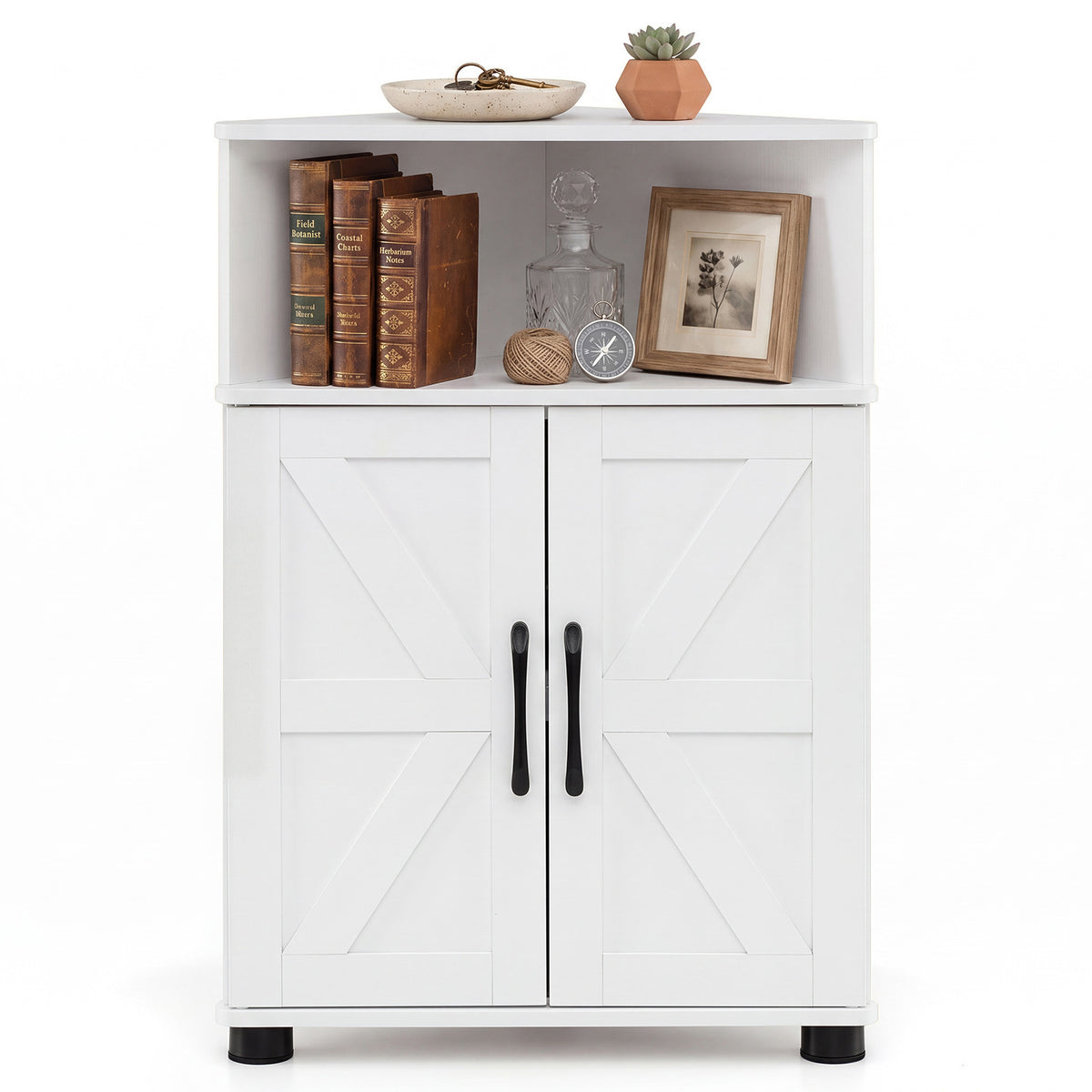 Farmhouse Bathroom Corner Storage Cabinet-White