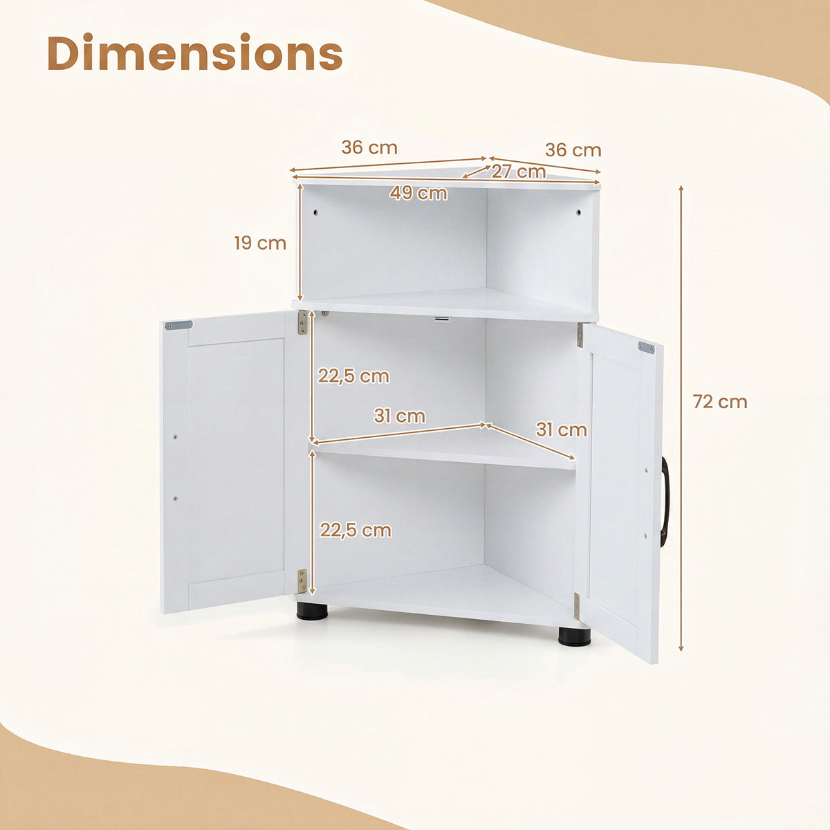 Farmhouse Bathroom Corner Storage Cabinet-White
