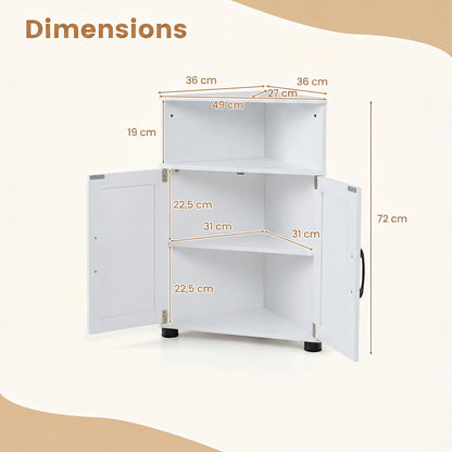 Farmhouse Bathroom Corner Storage Cabinet-White