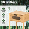 Farmhouse Bedside Table Nightstand Set of 2 with Tempered Glass Decorated Drawer-Nautral