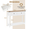 Farmhouse Console Table with 2 Drawers 106CM Long Entryway Table-White