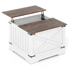 Farmhouse Lift Top Coffee Table 80CM Square Center Table with Hidden Storage Compartment-Rustic Brown