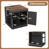 Farmhouse Nightstand Set of 2 with Charging Station Bedside Table with Adjustable Shelf-Black