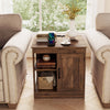 Farmhouse Nightstand Set of 2 with Charging Station Bedside Table with Adjustable Shelf-Brown