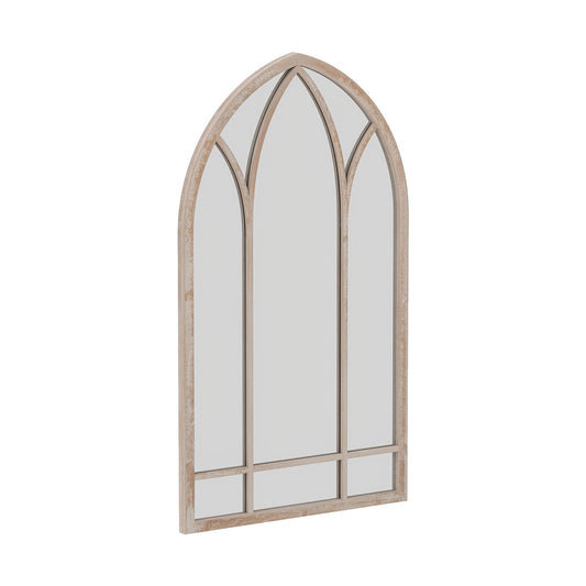 Farmhouse Window Pane Mirror Large Arched Wall Mounted Mirror with Metal Frame 83 x 48 cm-Grey