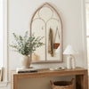 Farmhouse Window Pane Mirror Large Arched Wall Mounted Mirror with Metal Frame-Grey