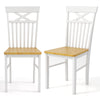 Farmhouse Dining Chair Set of 2 Wooden Kitchen Chair with Rubber Wood Frame-Natural