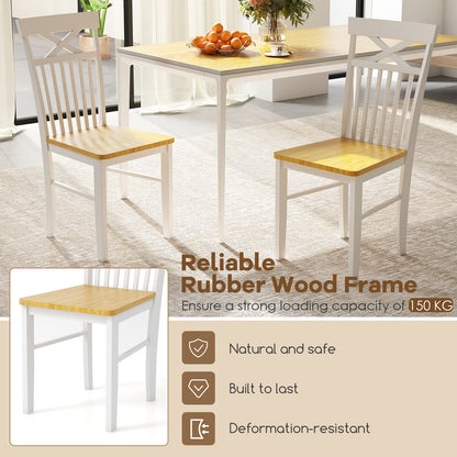 Farmhouse Dining Chair Set of 4 Wooden Kitchen Chair with Rubber Wood Frame