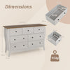 Farmhouse Dresser for Bedroom with 3 Folding Fabric Drawers-Grey