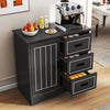 Farmhouse Sideboard Buffet Cabinet with Sliding Doors and 3 Drawers-Black