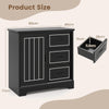 Farmhouse Sideboard Buffet Cabinet with Sliding Doors and 3 Drawers-Black