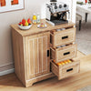 Farmhouse Sideboard Buffet Cabinet with Sliding Doors and 3 Drawers-Natural