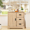 Farmhouse Sideboard Buffet Cabinet with Sliding Doors and 3 Drawers-Natural