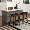 Faux PU Leather Counter Height Stools Set of 4 with Woven Curved Seat-Black and Brown