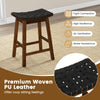 Faux PU Leather Counter Height Stools Set of 4 with Woven Curved Seat-Black and Brown