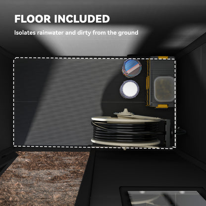 Outsunny 5' x 3' Garden Shed with Floor in Dark Grey