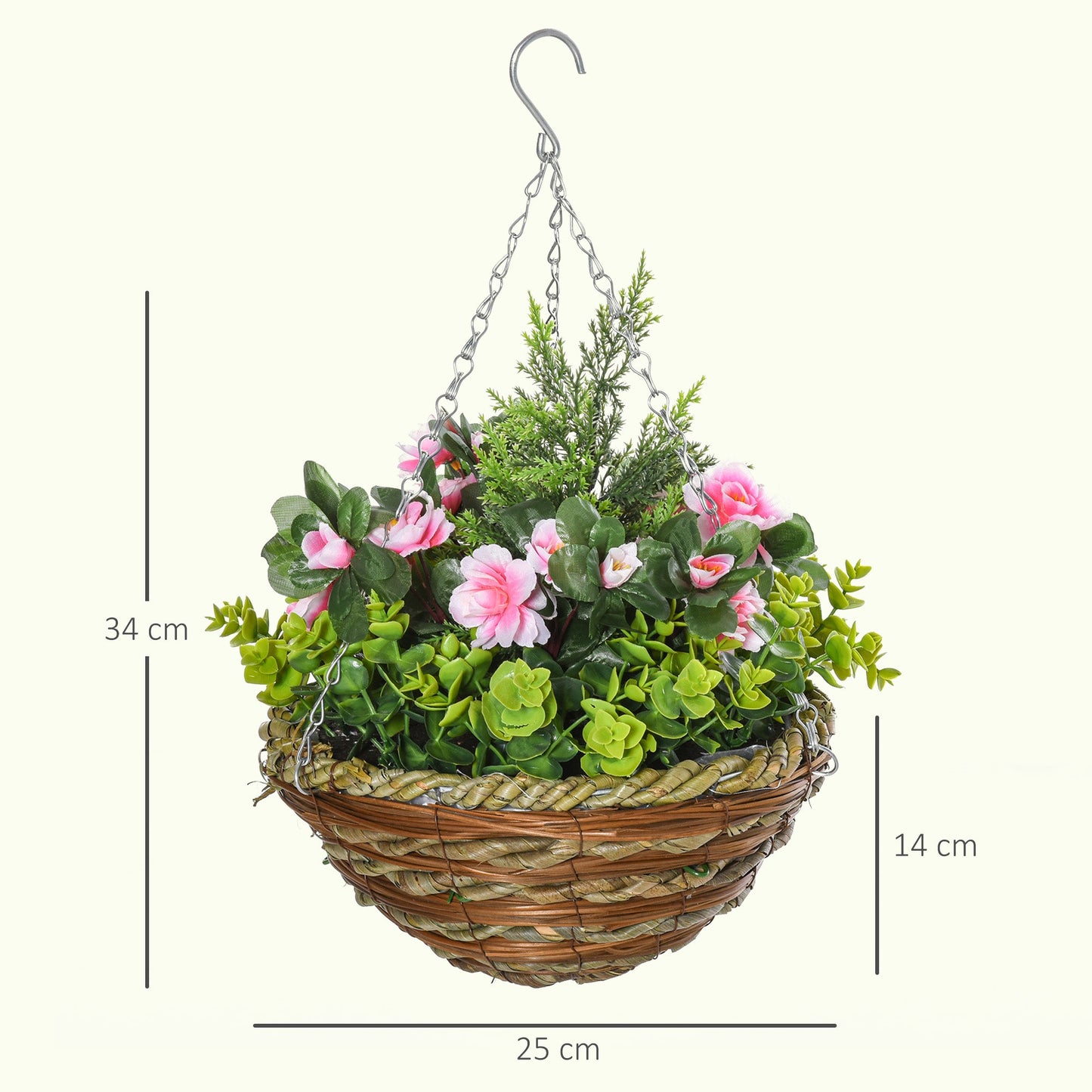 Outsunny Set of Four Hanging Lisianthus Flower Pots - Pink/Green
