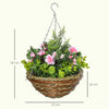 Outsunny Set of Four Hanging Lisianthus Flower Pots - Pink/Green