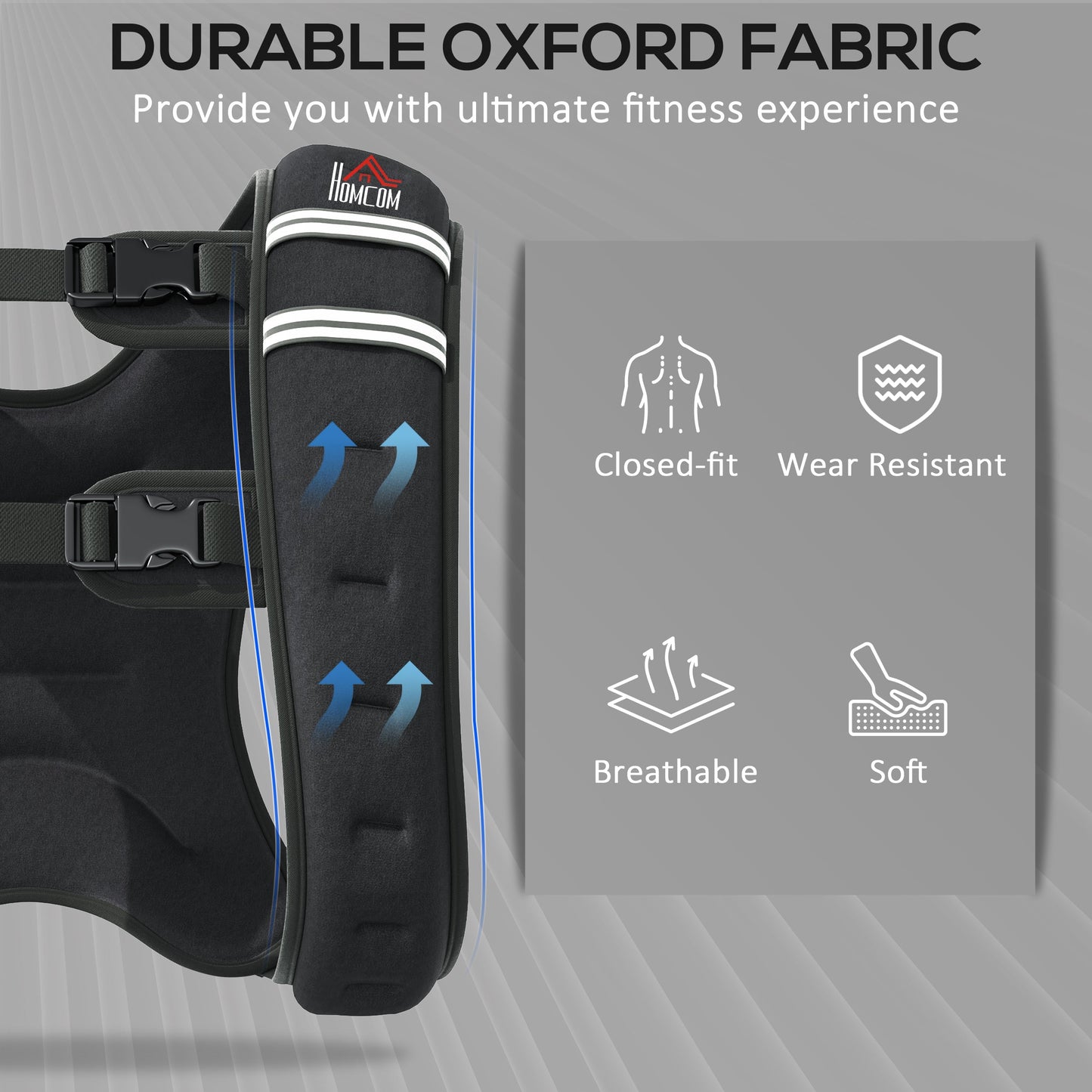 HOMCOM 8KG Weighted Vest, Running Weight Vest with Adjustable Strap, Convenient Pocket and Reflective Strips for Men and Women