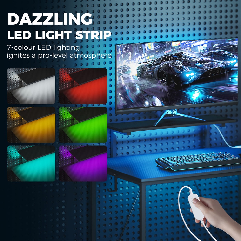 HOMCOM 114.5 cm L-Shaped Gaming Desk in Black