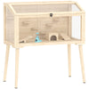 PawHut Wooden Hamster Cage, Hamster Habitat with Openable Top, Seesaws, Platforms, Water Bottle for Gerbils, 110 x 52 x 101 cm