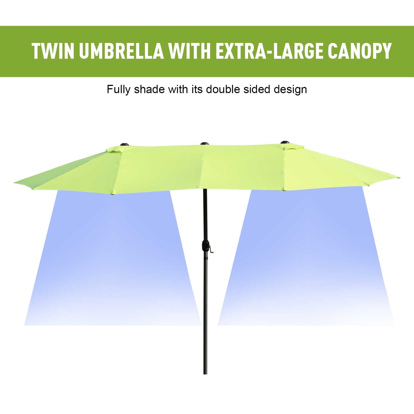 Outsunny Double-side Umbrella Parasol, 2.7x4.6Wx2.4H m-Grass Green