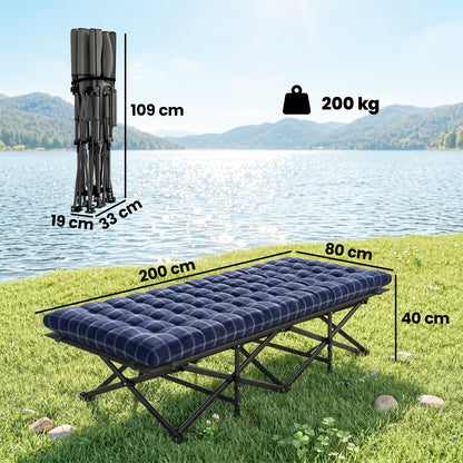 Outsunny Camping Cot with Soft Pad in Blue