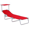 Outsunny Folding Sun Lounger, Lounge Chairs Reclining Sleeping Bed with Adjustable Sun Shade Awning for Beach, Patio